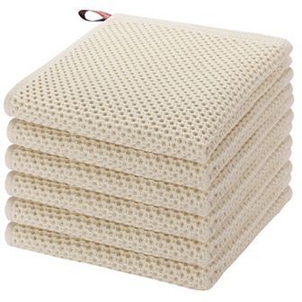 Kitchen Dish Cloths, 6 Pack Waffle Weave Dish Towels For Drying Dishes Quick Drying Kitchen Towels