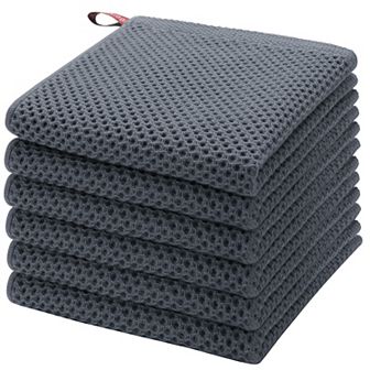 Kitchen Dish Cloths, 6 Pack Waffle Weave Dish Towels For Drying Dishes Quick Drying Kitchen Towels