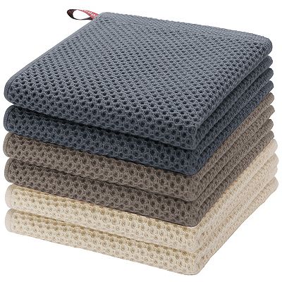 Kitchen Dish Cloths, 6 Pack Waffle Weave Dish Towels For Drying Dishes Quick Drying Kitchen Towels