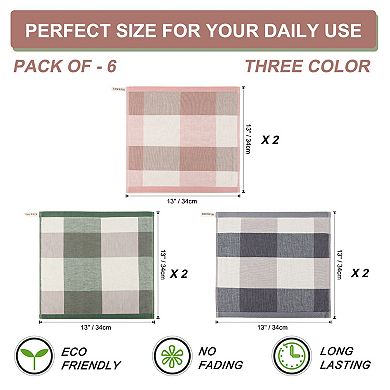 Kitchen Dish Cloths Set Of 6, Drying Cloths For Home Cooking, Big Buffalo Check