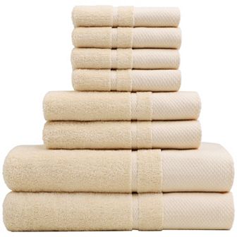 100% Combed Cotton 8 pc Towel Set Soft 600 Gsm Luxury Absorbent For Bathroom Shower Towel
