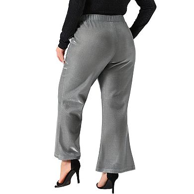 Women's Plus Size Metallic Sparkly Pants High Waist Wide Leg Pants Palazzo Trousers