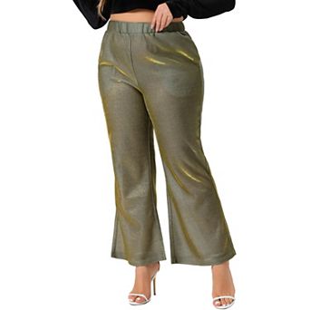 Women's Plus Size Metallic Sparkly Pants High Waist Wide Leg Pants Palazzo Trousers