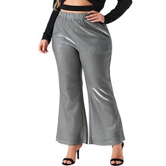 Women's Plus Size Metallic Sparkly Pants High Waist Wide Leg Pants Palazzo Trousers