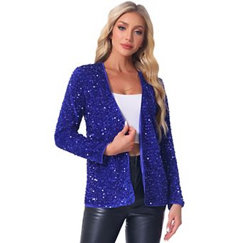 Sequin Jacket for Women's Open Front Long Sleeve Glitter Disco Party Cardigan