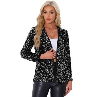 Sequin Jacket for Women's Open Front Long Sleeve Glitter Disco Party Cardigan