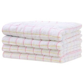 Checkered Bathroom Hand Towels, Soft Absorbent Quick Drying Towel Sets 4 Pack