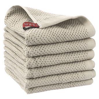 6 pc Cotton Cleaning Cloth Kitchen Towels for Dish Washing Drying Rags 12 x 12 Inch