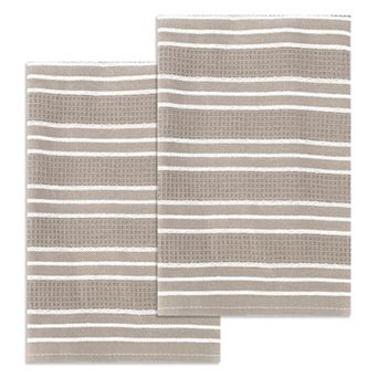 Medium Striped Waffle Weave Kitchen Towels, Ultra Soft Absorbent Dish Towels 2 Pack 18*26in