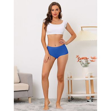 5 Packs Women's Boyshorts Underwear Unlined Invisible Mid Waist Stretch Solid Panties
