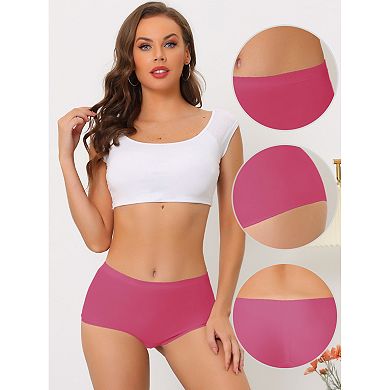 5 Packs Women's Boyshorts Underwear Unlined Invisible Mid Waist Stretch Solid Panties
