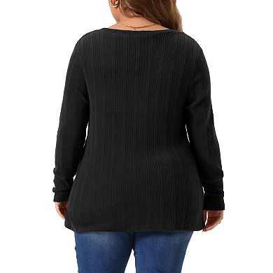 Plus Size Blouses for Women Long Sleeve Knit Tops V Neck Casual Pullover Sweater