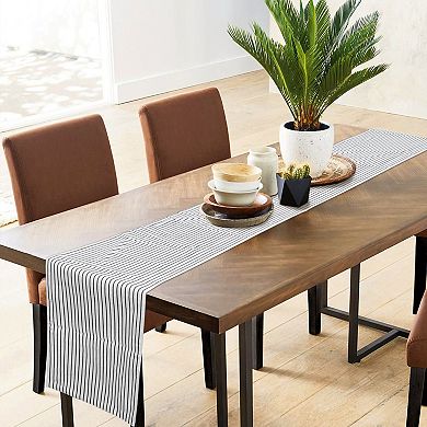 100% Cotton Table Runner Reversible Home Decor Black And White 14"x72"