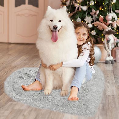 Heart Shaped Faux Fur Rug, Small Fluffy Carpet Girls, Cute Floor Mirror Mat, Throw Rugs For Bedroom
