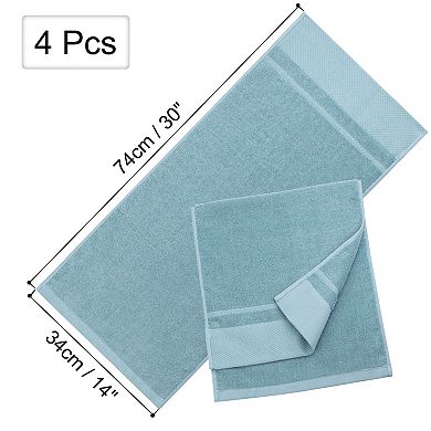 4 Pcs 100% Cotton Hand Towel Set 14"x30",soft And Absorbent Towels