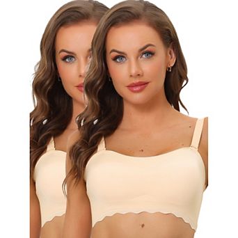 2packs Women's Wirefree Smooth Solid Non-slip Strapless Bandeau Bra