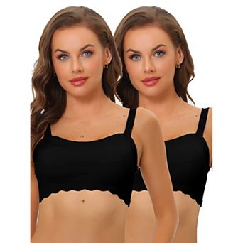 2packs Women's Wirefree Smooth Solid Non-slip Strapless Bandeau Bra