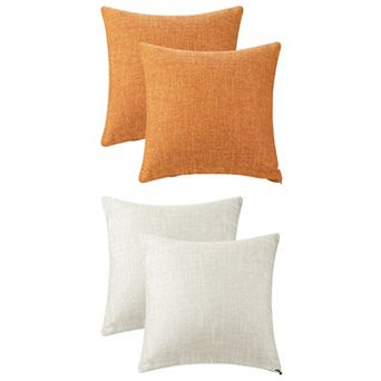 4 pc Linen Solid Contemporary Indoor Outdoor Decorative Throw Pillow Cover