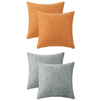 4 pc Linen Solid Contemporary Indoor Outdoor Decorative Throw Pillow Cover