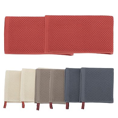 Waffle Weave Kitchen Towel And Dishcloth Set, 100% Cotton Soft Absorbent, Quick Drying Include