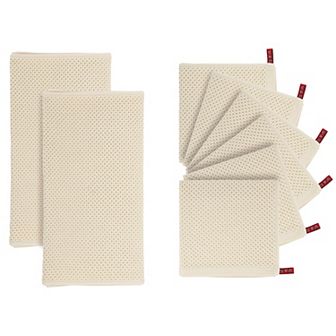 Waffle Weave Kitchen Towel And Dishcloth Set, 100% Cotton Soft Absorbent, Quick Drying Include