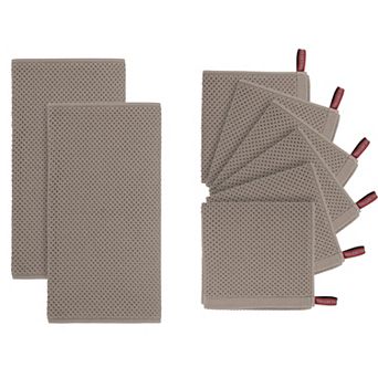 Waffle Weave Kitchen Towel And Dishcloth Set, 100% Cotton Soft Absorbent, Quick Drying Include