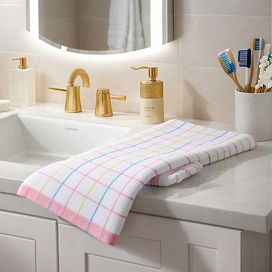 2 Pcs Checkered Bathroom Hand Towels, Soft Absorbent Quick Drying Towel Sets 14" x 28"