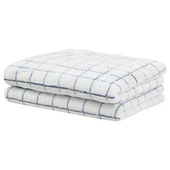 2 pc Checkered Bathroom Hand Towels, Soft Absorbent Quick Drying Towel Sets 14" x 28"