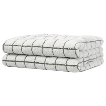 2 pc Checkered Bathroom Hand Towels, Soft Absorbent Quick Drying Towel Sets 14" x 28"