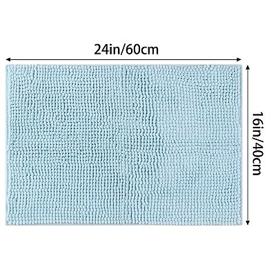 Bath Rugs Soft Plush Fluffy Non Slip Extra Thick Microfiber Bathroom Mat 16" X 24"