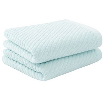Set Of 2 Ribbed Hand Towels For Bathroom 100% Cotton Soft Feeling Fast Drying Towels Hotel Spa Towel