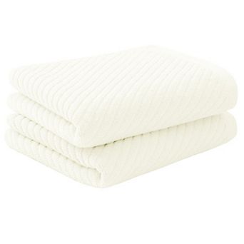 Set Of 2 Ribbed Hand Towels For Bathroom 100% Cotton Soft Feeling Fast Drying Towels Hotel Spa Towel