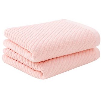 Set Of 2 Ribbed Hand Towels For Bathroom 100% Cotton Soft Feeling Fast Drying Towels Hotel Spa Towel
