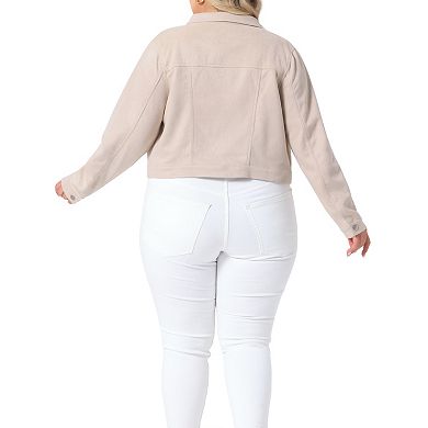 Women's Plus Size Crop Faux Leather Suede Vintage Jacket Moto Biker ...