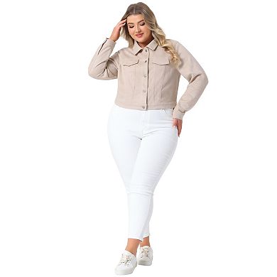 Women's Plus Size Crop Faux Leather Suede Vintage Jacket Moto Biker Classic Jacket