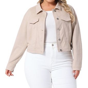 Women's Plus Size Crop Faux Leather Suede Vintage Jacket Moto Biker Classic Jacket