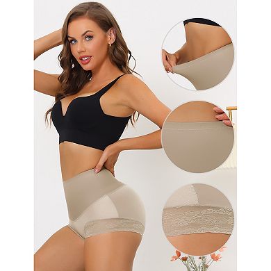2packs Women's High Waisted Lace Brief Shapewear Hip Lifter Tummy Control Panties Bodyshaper