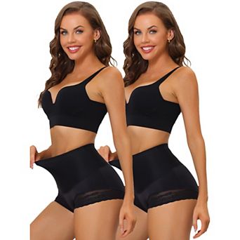 2packs Women's High Waisted Lace Brief Shapewear Hip Lifter Tummy Control Panties Bodyshaper