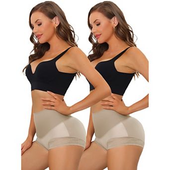 2packs Women's High Waisted Lace Brief Shapewear Hip Lifter Tummy Control Panties Bodyshaper