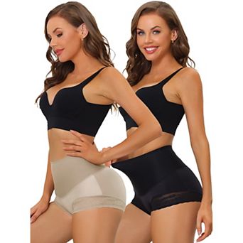 2packs Women's High Waisted Lace Brief Shapewear Hip Lifter Tummy Control Panties Bodyshaper