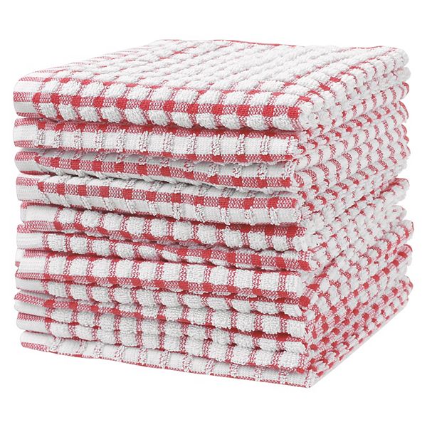 Kitchen Dish Towels, Pack Of 12 Checked Dishcloths Set For Drying