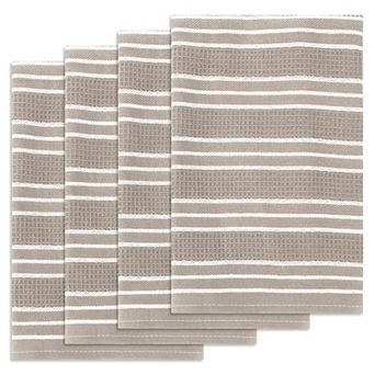 Medium Striped Waffle Weave Kitchen Towels, Ultra Soft Absorbent Dish Towels 4 Pack 18*26in