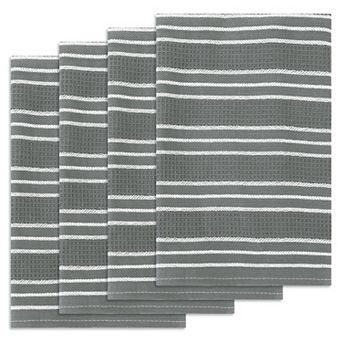 Medium Striped Waffle Weave Kitchen Towels, Ultra Soft Absorbent Dish Towels 4 Pack 18*26in