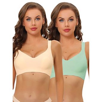 2packs Women's Wireless No Show Smooth Comfort Adjustable Straps Minimizers Bra