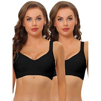 2packs Women's Wireless No Show Smooth Comfort Adjustable Straps Minimizers Bra