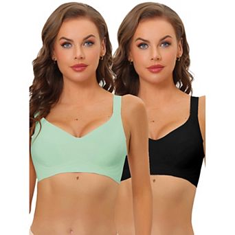 2packs Women's Wireless No Show Smooth Comfort Adjustable Straps Minimizers Bra