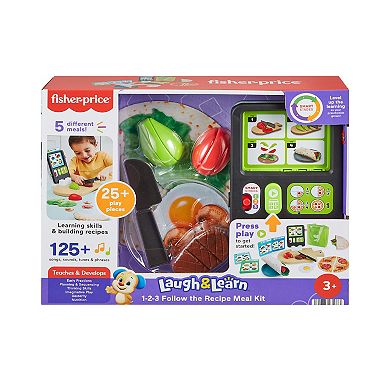 Fisher-Price Laugh & Learn 123 Follow the Recipe Meal Kit 30-Piece Preschool Pretend Playset