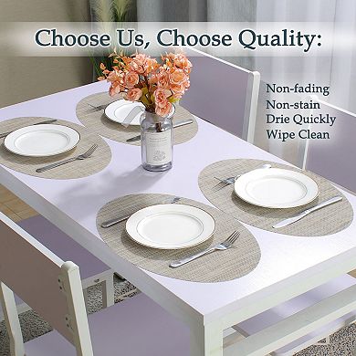 Washable Heat- Cross Woven Placemat 4 Pack Light Camel 18"x12"