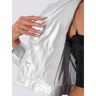 Button Jacket For Women's Double-breasted Notch Lapel Y2k Disco Long Sleeve Jackets