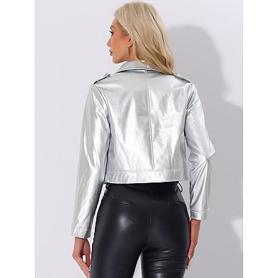Button Jacket For Women's Double-breasted Notch Lapel Y2k Disco Long Sleeve Jackets
